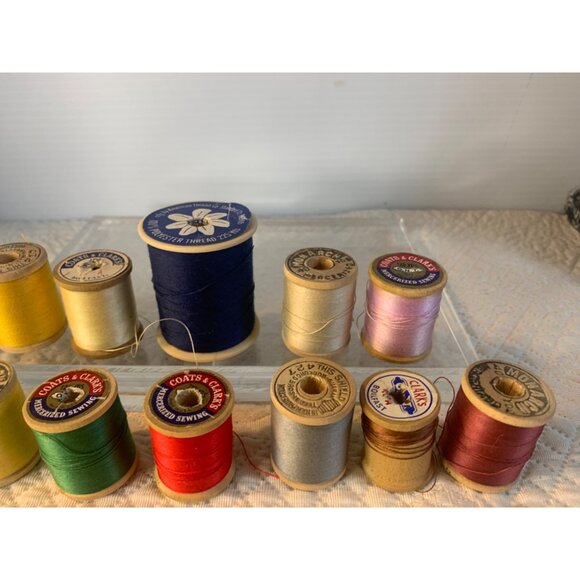 Vintage Sewing Thread wood spools set of 11 #19 - Picture 3 of 10